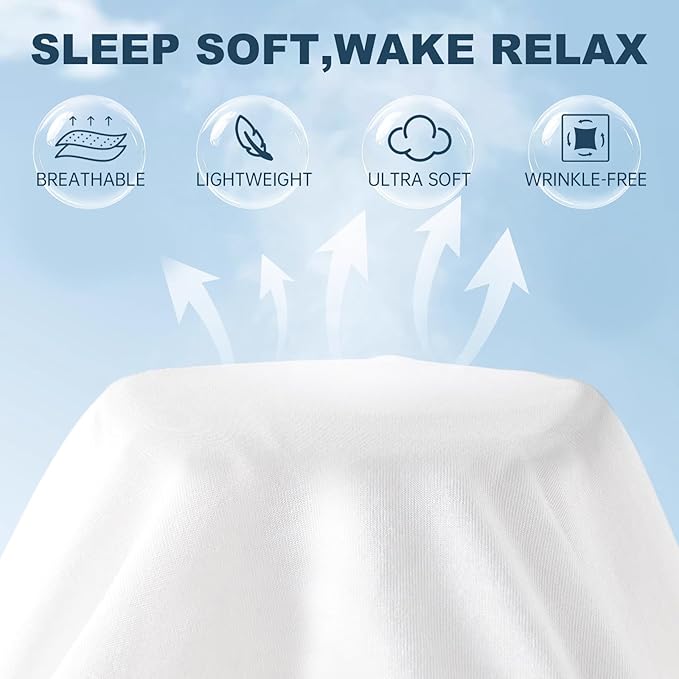 Lavisun King Flat Sheet, 1 Pack White King Bed Sheet Only - Image 2