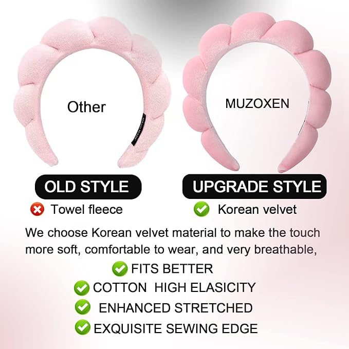 Luckybear Spa Headband for Face Washing, Velvet Makeup Headband - Image 2