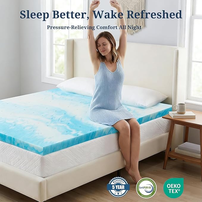 IULULU Twin Size Mattress Topper, 3 Inch Gel Memory Foam Topper, Pressure - Image 5