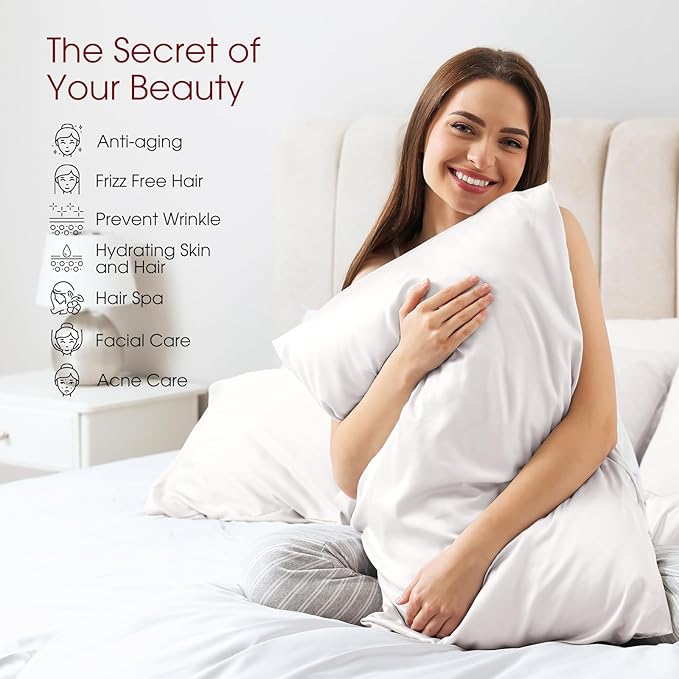 100% Silk Pillow Cases 2 Pack King Size Mulberry Silk Pillowcase - Image 4