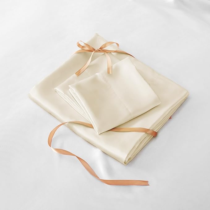 BEDELITE King Size Sheets Set, Luxury Soft Beige Satin Sheets - Image 7