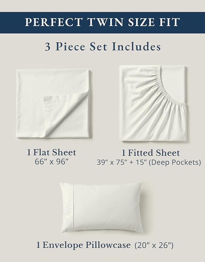 LANE LINEN Twin Bed Sheets, 100% Organic Cotton Sheets Twin Size, Hotel Quality - Image 4