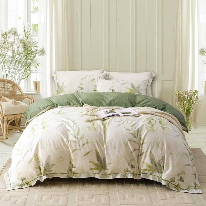 OAITE Duvet Cover Set Twin Size Floral Pattern 500 Thread Count Ultra Soft 100% by OAITE