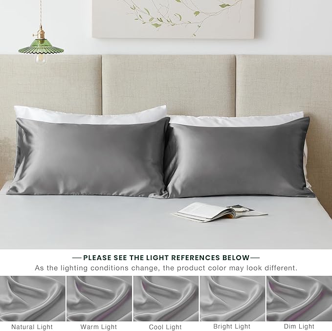 Love's cabin Satin Pillowcase Set of 2 Queen Size 20x30, Cooling Pillow Covers - Image 6