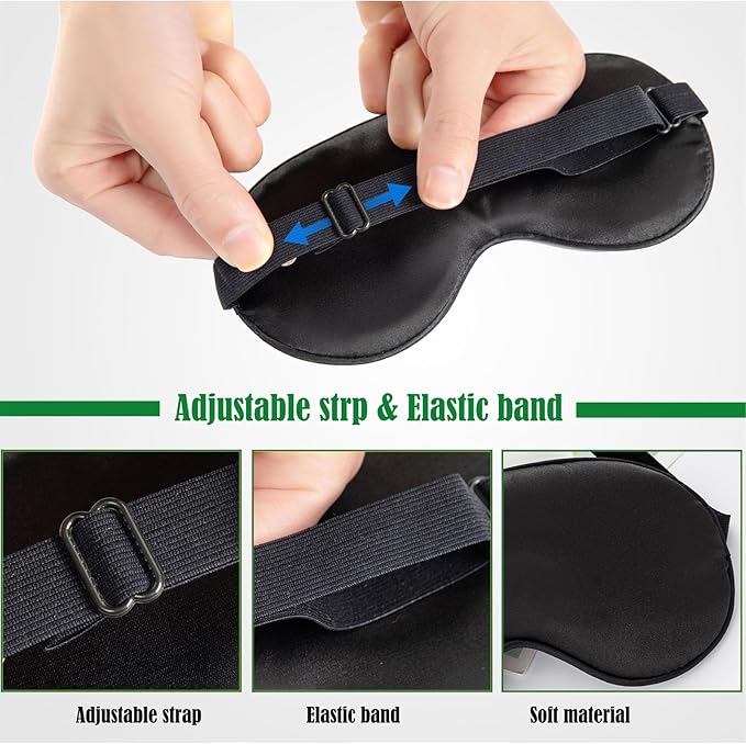 Sleep Mask for Women and Men 2 Pcs Eye Mask for Sleeping Adjustable Strap - Image 2