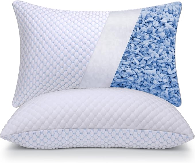 OSBED Cooling Adjustable Shredded Memory Foam Pillows Queen Size Set of 2 by OSBED