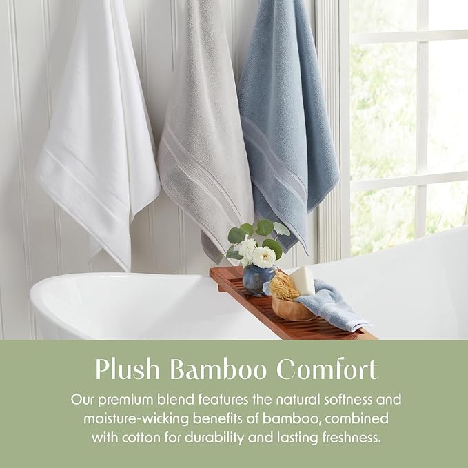 Springtree Home Luxury Bamboo Rayon Bath Towel Set of 4 | 35% Bamboo Rayon - Image 7