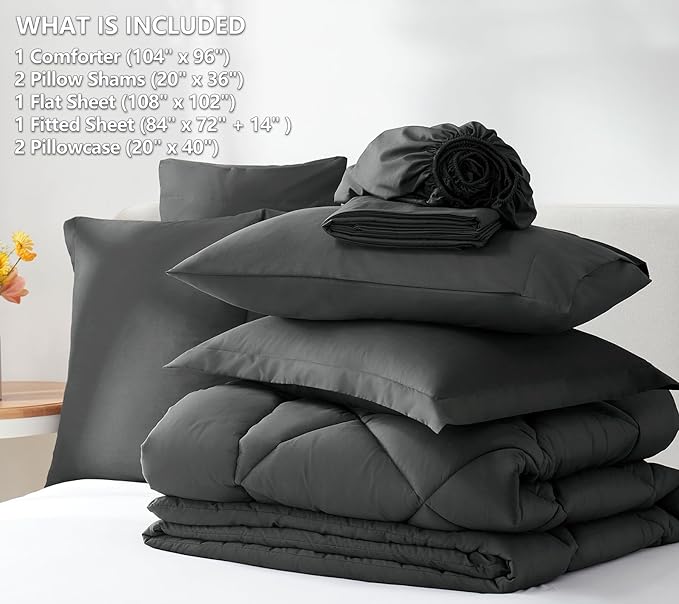 CozyLux California King Comforter Set Dark Grey - Image 6