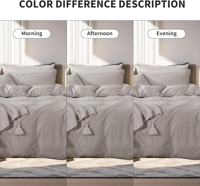 NEXHOME PRO Duvet Cover Queen Size, 100% Washed Cotton Orgnic Linen Like - Image 3