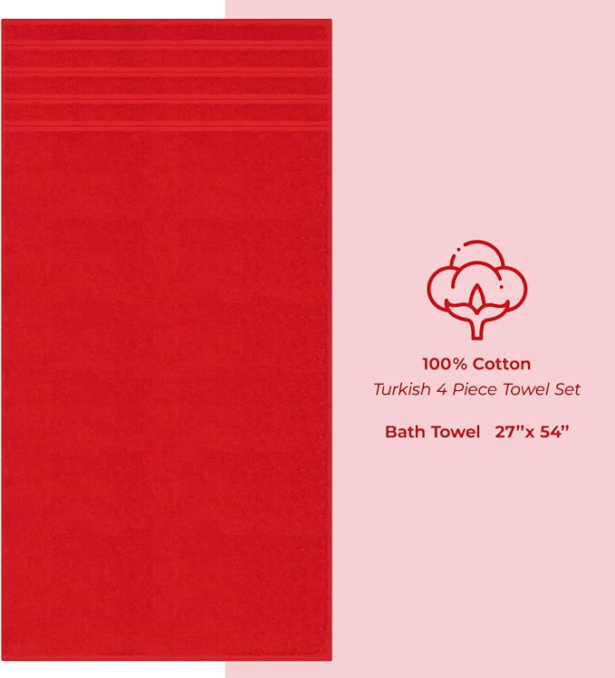 American Soft Linen Luxury 4 Piece Bath Towel Set, 600 GSM 100% Cotton Turkish - Image 4