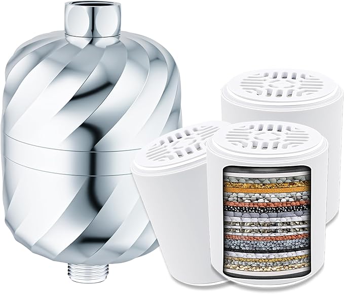 Shower Filter and 3 pcs Cartridge-99% Removal of Chlorine, Impurities -Softens by MiMcCoy