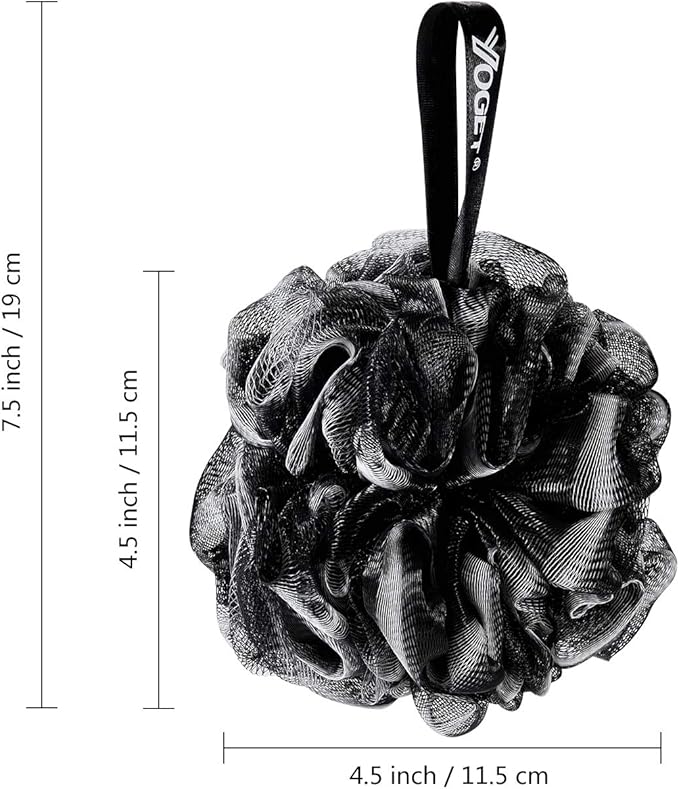 Yoget Bath Loofah Sponge, 4 Pack Black 60G Shower Mesh Ball Soft Pouf Body - Image 2