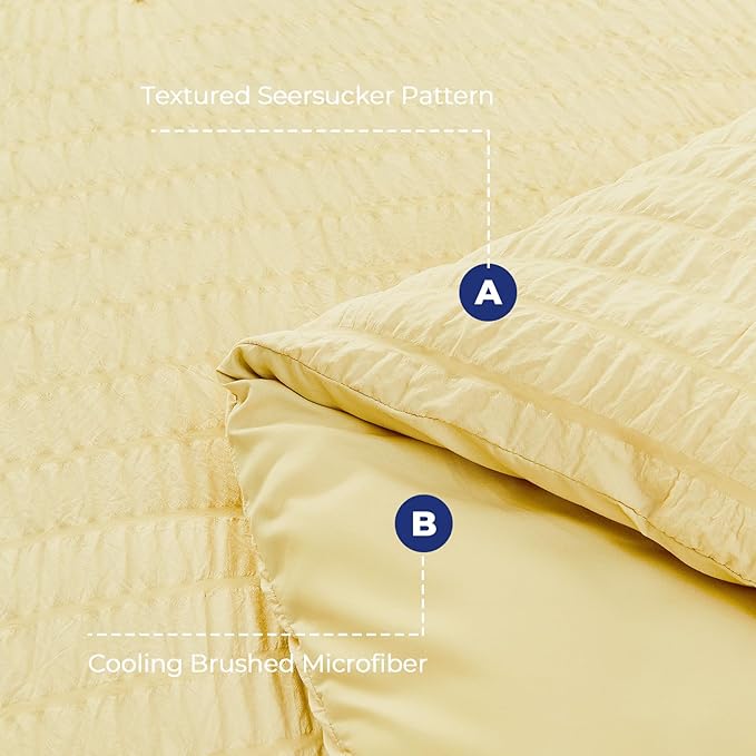 HYMOKEGE Yellow Full Size Comforter Sets Seersucker 7 Pieces, All Season Luxury - Image 4