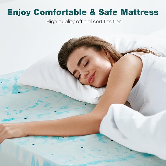 Sweetcrispy Mattress Topper Queen, Memory Foam 2 Inch Thick Gel Infused Cooling - Image 8