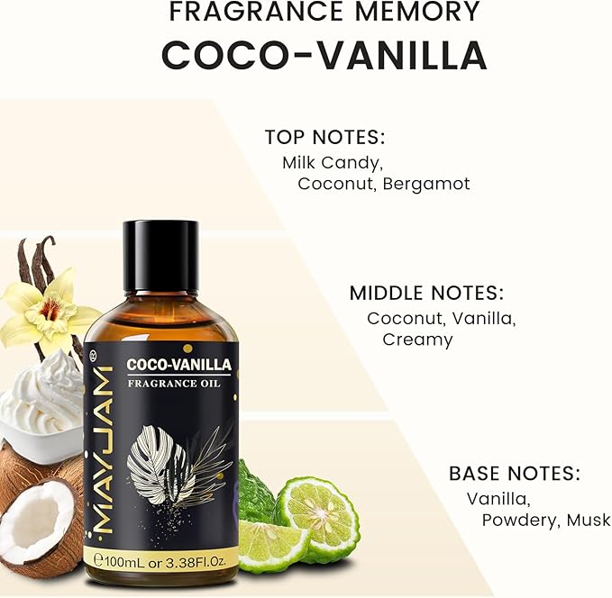 Coco-Vanilla Fragrance Oil Essential Oil, MAYJAM 3.38FL.OZ Coconut Vanilla Oil - Image 4