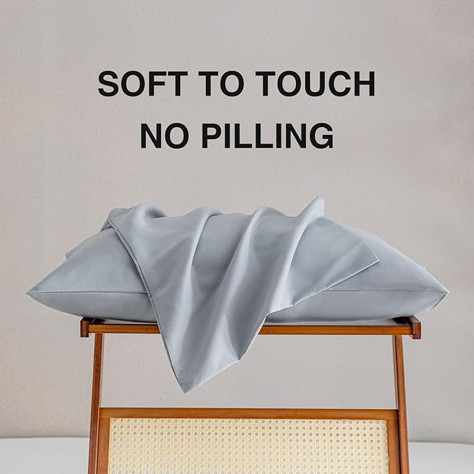 MINIPANDA Light Grey Pillowcases Set of 4 Standard Size- Gray Pillow Cases - Image 5