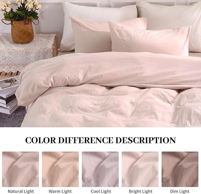 NEXHOME PRO Duvet Cover Set Kids Twin Size Linen Feel Textured Organic Natural - Image 3