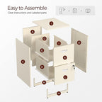 Kubohogar 2 Drawer File Cabinet with Lock,Cream Metal Filing Cabinets,Vertical Locking File Cabinet Fit Hanging Files, Letter,File Box and A4 Documents(Cream)
