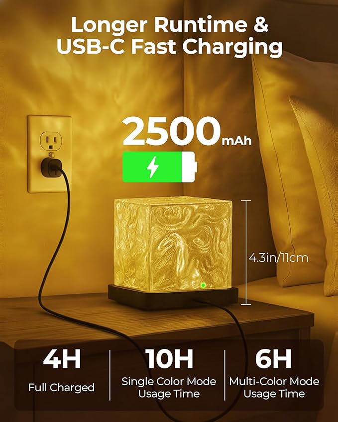 Rechargeable Shower Light Cube, 16 Color Ocean Wave Projector Light Battery - Image 4