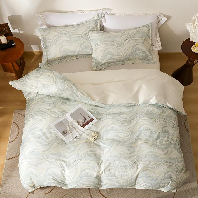 OAITE Duvet Cover Set Twin Size Floral Pattern Ultra Soft 100% Cotton Duvet - Image 3