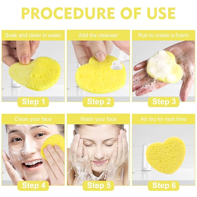 50-Count Facial Sponges Compressed, 100% Natural Cellulose Face Sponge - Image 3