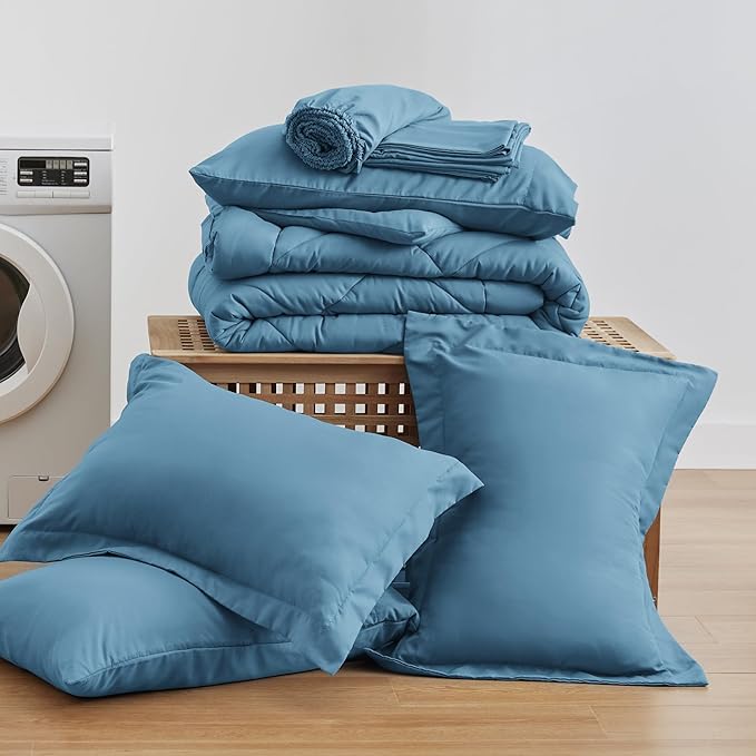 Love's cabin California King Comforter Set Misty Blue, 7 Pieces California King - Image 6