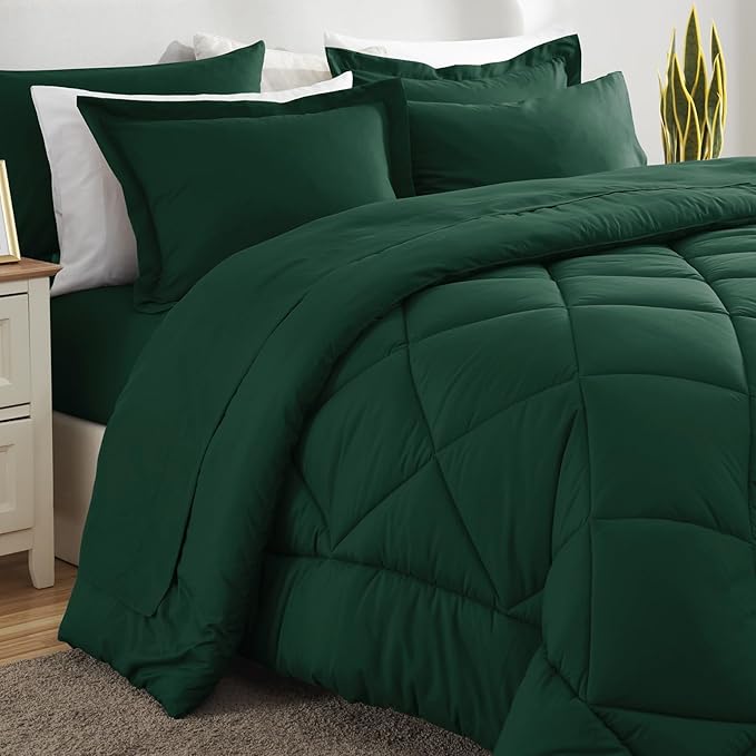 CozyLux King Size Comforter Set Emerald Green - Image 8