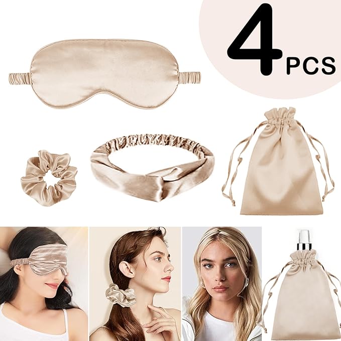 4Pcs Silk Sleep Masks Satin Eye Mask Silky Eyes Cover Blindfold Eyeshade - Image 2