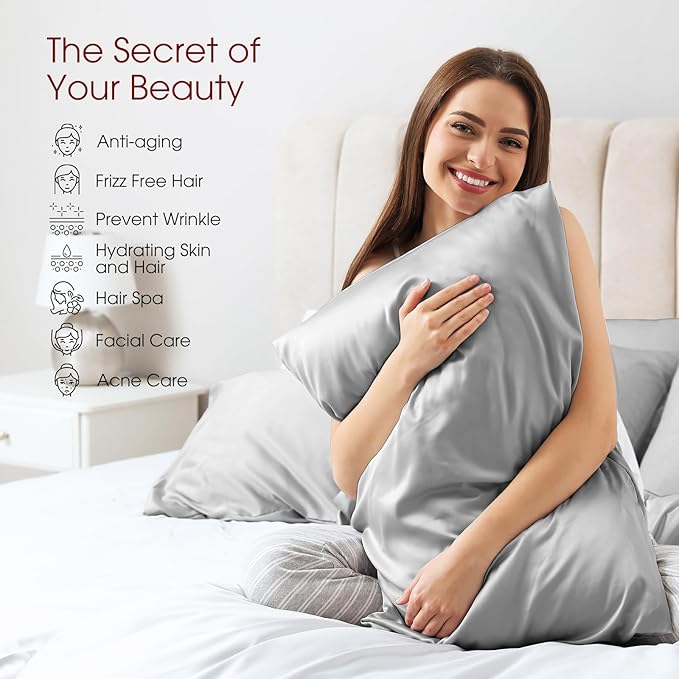100% Silk Pillow Cases 2 Pack King Size Mulberry Silk Pillowcase - Image 3