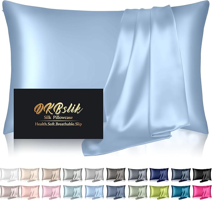 Silk Pillowcase for Hair and Skin, Mulberry Silk Pillow Cases Queen Size by HOME