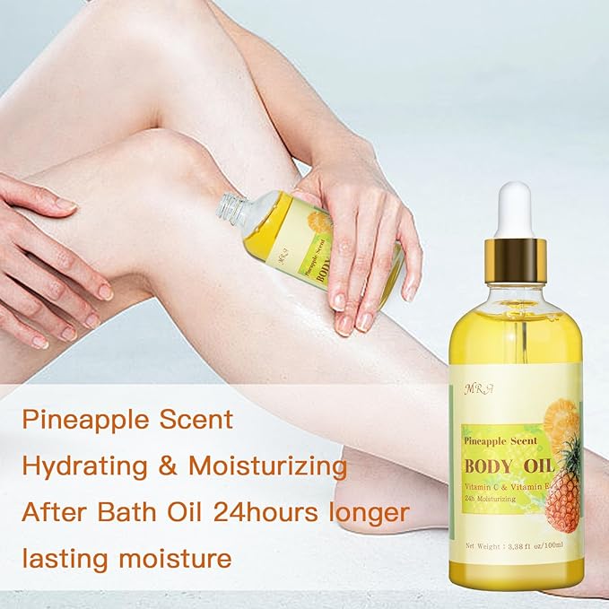 MR.A 2 Pack Pineapple Juice Scented Body Oil, Vitamin E Hydrating Body Oil - Image 5