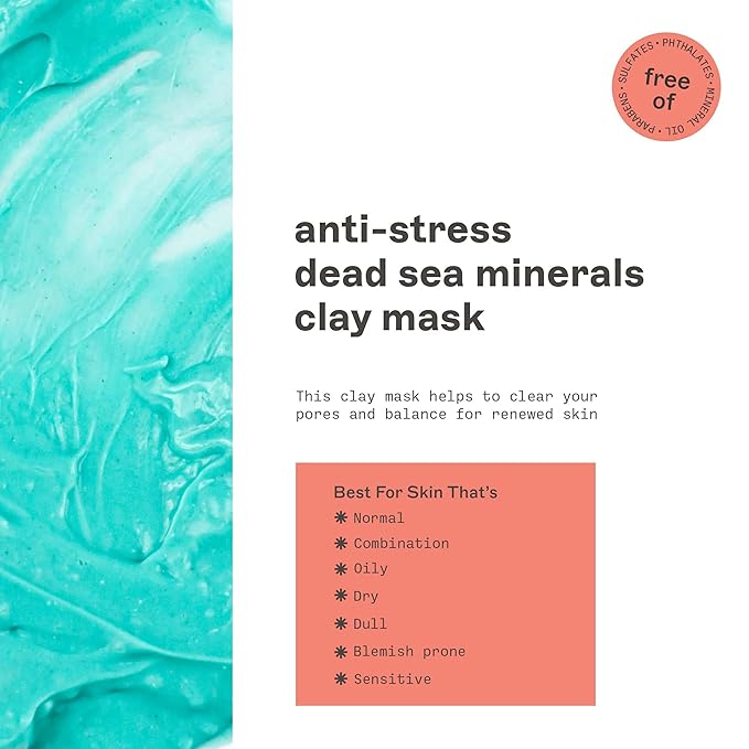 Freeman Anti-Stress Clay Mask, Dead Sea Mineral Face Mask, Lavender & Sea Salt - Image 2