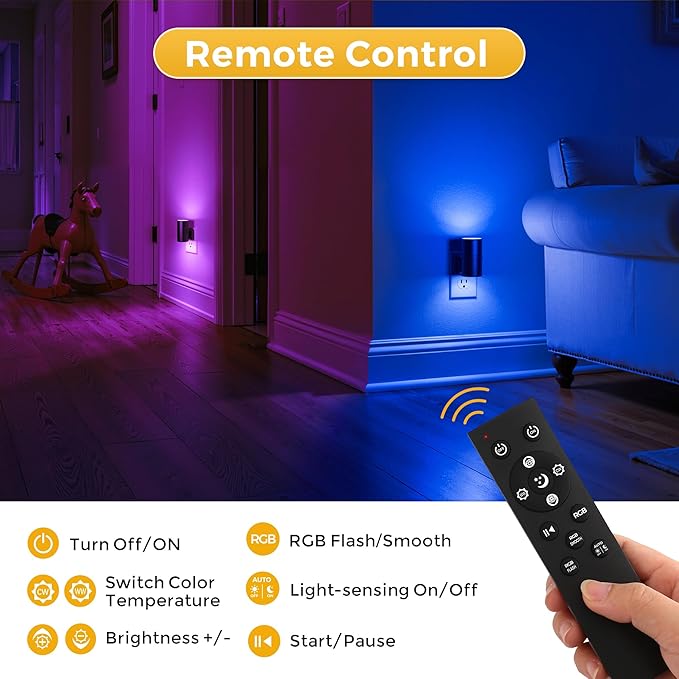 L LOHAS LED Night Light with Remote, Night Lights Plug into Wall, RGB Color - Image 3