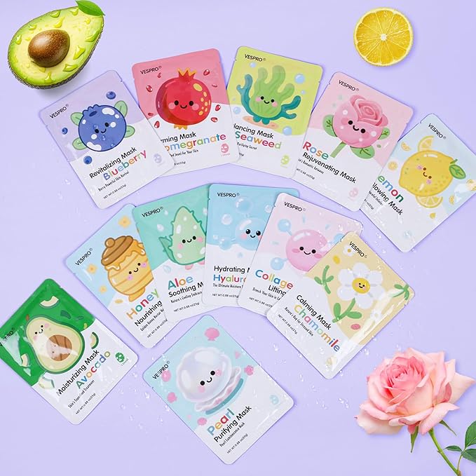 84 Pack Bulk Sheet Face Masks Skin Care, Hydrating and Moisturizing Collagen - Image 8