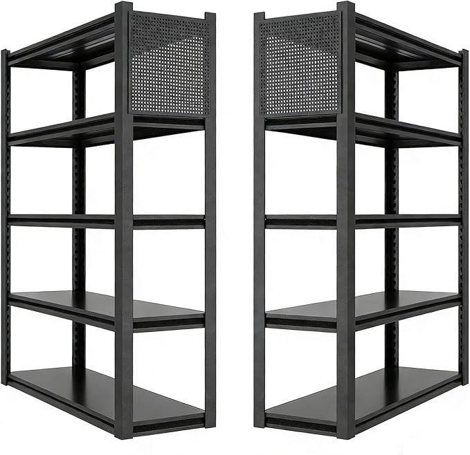PLMFJQK 2 Sets Storage Shelves with Pegboard,59" W 24" D Heavy Duty Garage Shelving Units and Storage,Metal Shelving Adjustable Shelves,Garage Storage Rack,Industrial Utility Shelf Organization