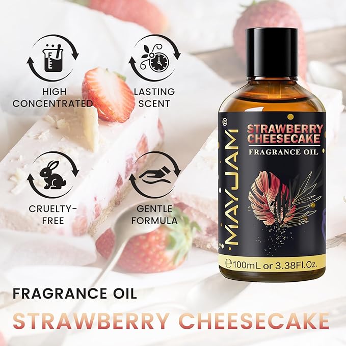 Strawberry Cheesecake Fragrance Oil Essential Oil, MAYJAM 3.38FL.OZ Strawberry - Image 2
