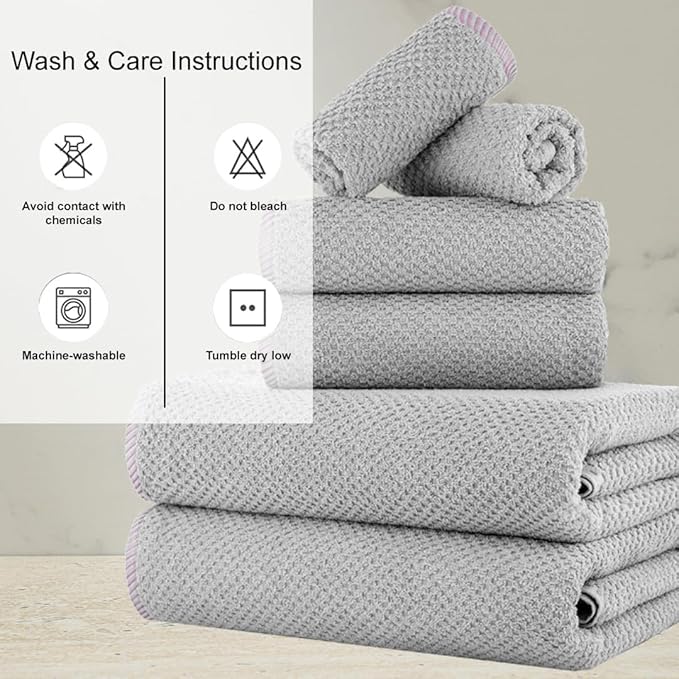 CASA COPENHAGEN Popcorn 6Pcs 100% Egyptian Cotton Large Designer Towels Gift - Image 4