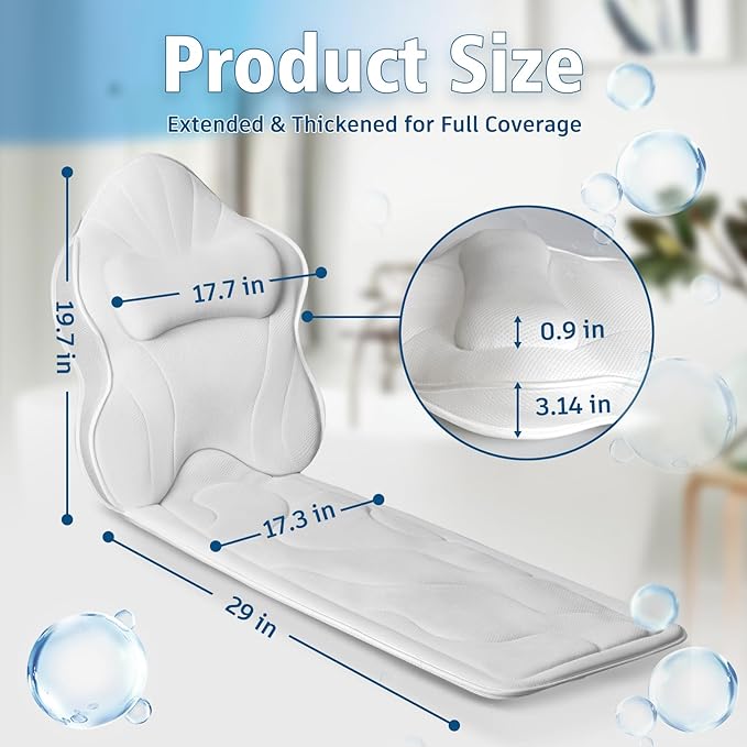 Poemland Luxury Thick Full Body Bath Pillows Mat & Cushion - Image 5