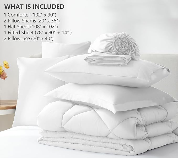 CozyLux King Size Comforter Set White - Image 6