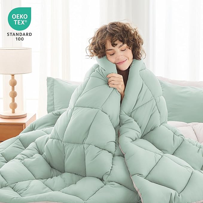 MUXHOMO 7 Pieces Full Comforter Set, Reversible Bed in a Bag Full Size - Image 2