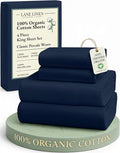 LANE LINEN 100% Organic Cotton Fully Elasticized King Sheet Set, Low Pilling by LaneLinen