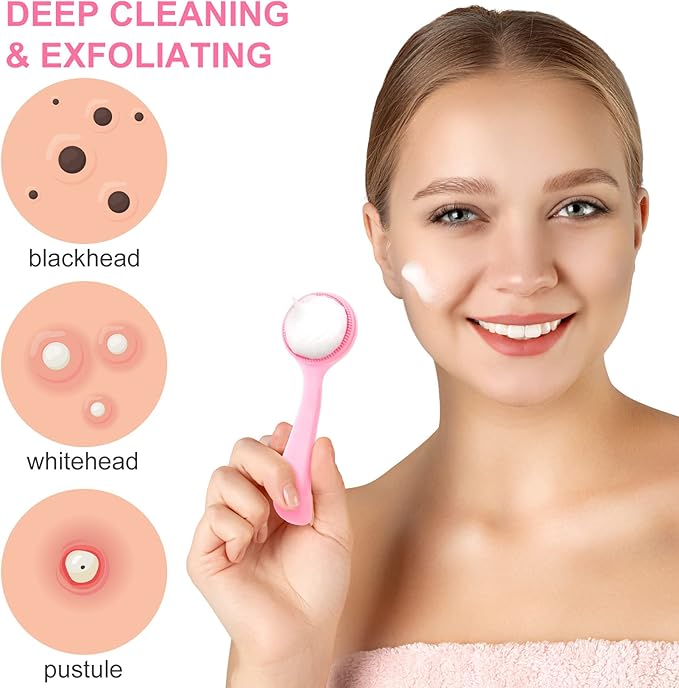 HINZIC Silicone Manual Facial Cleansing Brush, Skin Friendly Waterproof Face - Image 3