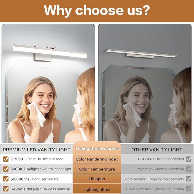 SOLFART Vanity Lights for Bathroom: 24 Inch Bathroom Lighting Fixtures Over - Image 6