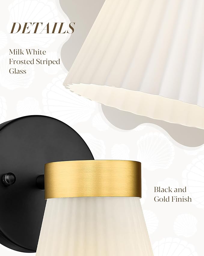 Set of 2 Wall Sconces for Bathroom, HWH 1-Light Bathroom Vanity Light - Image 4