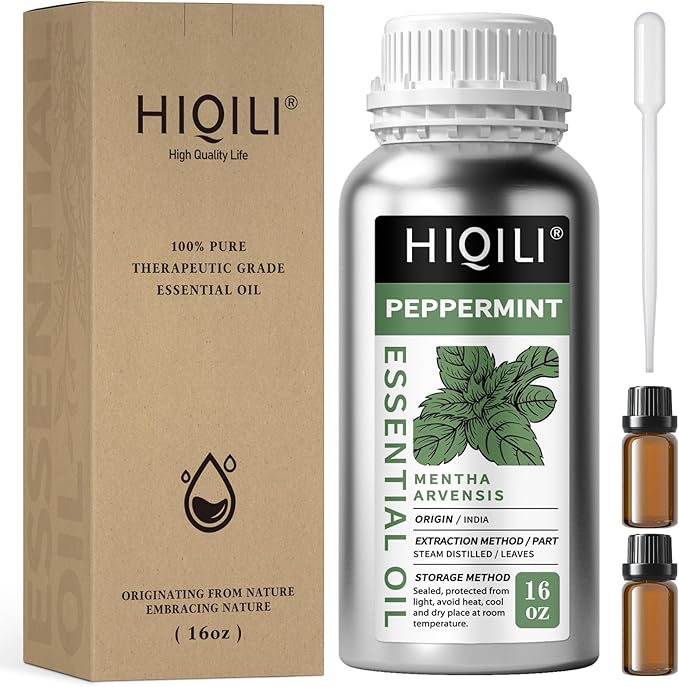 HIQILI Peppermint Essential Oil 16 oz 100% Pure Natural Aromatic Oil by HIQILI