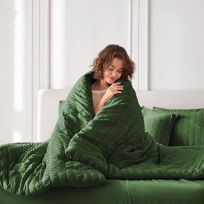 MUXHOMO 5 Pieces Twin Comforter Set, Seersucker Bed in a Bag Twin Size - Image 8