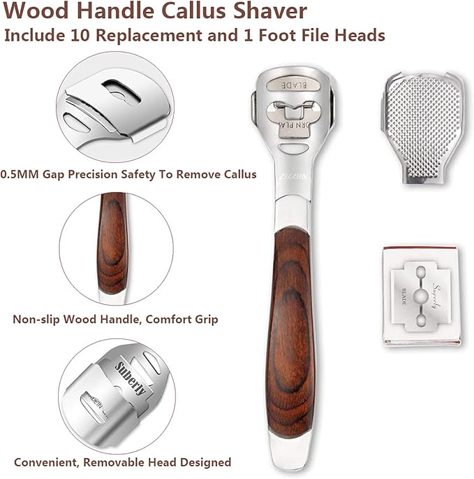 Colossal Foot Rasp & Wood Handle Callus Shaver, Pedicure Foot File Kit - Image 3