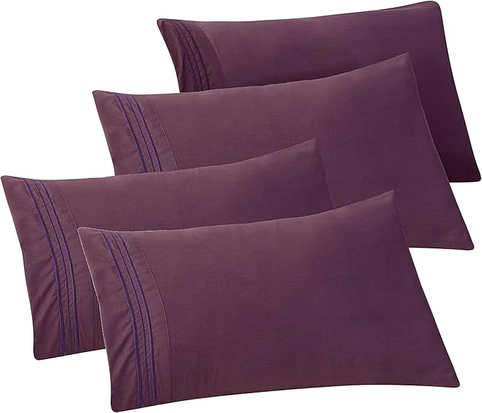 Elegant Comfort 4-PACK Solid Pillowcases 1500 Premium Hotel Quality Microfiber by ELEGANTCOMFORT