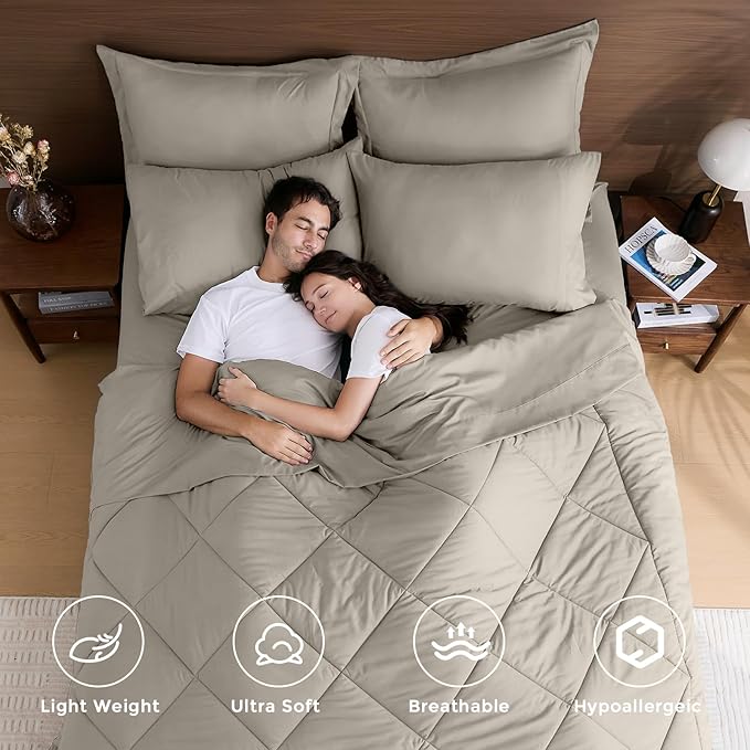HEVUMYI Linen California King Comforter Set - Image 2
