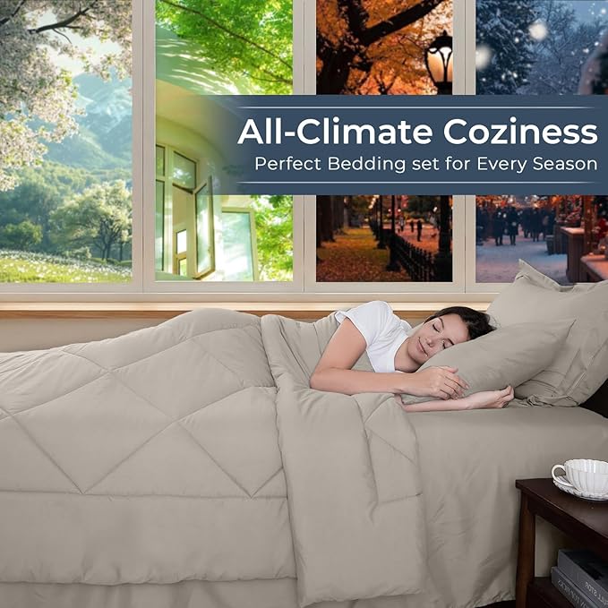 HEVUMYI Oatmeal Twin-XL Comforter Set - Image 3